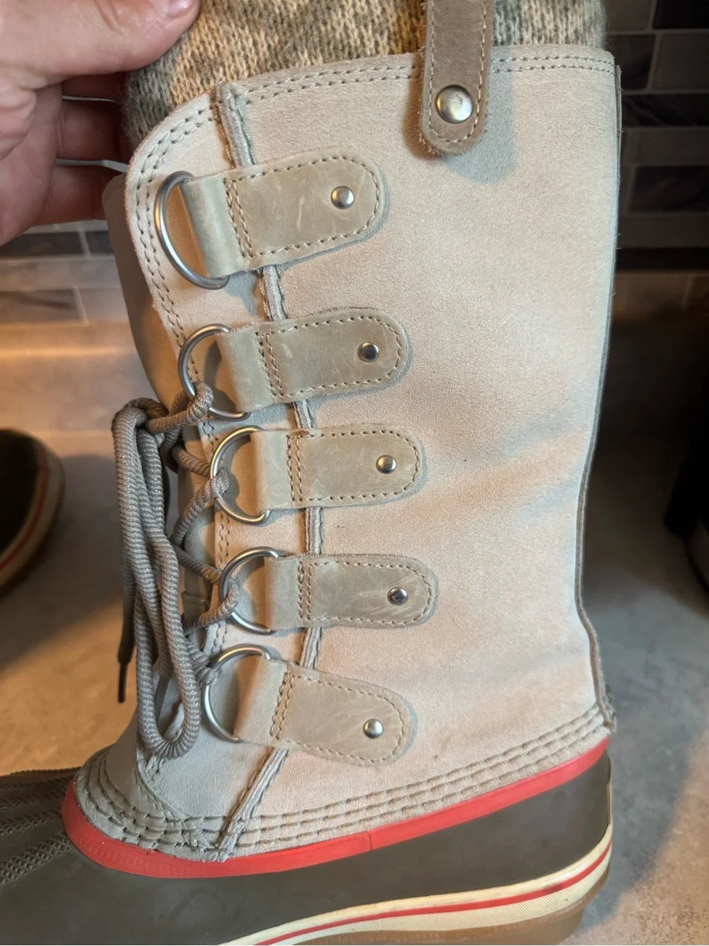 Sorel Women Joan of Arctic Sz 9 Waterproof Knit Winter Snow Boots NL2084-160